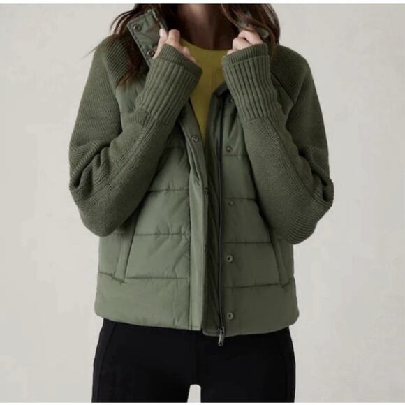 Athleta Jackets & Blazers - Athleta Incline Hybrid Puffer Jacket Deep Fern Green Small XL Zip Pockets